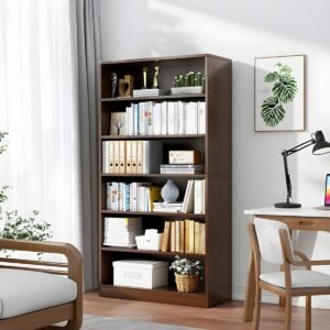 Library Storage Bookcase Cabinet Wooden No Doors Design Living Room Bookshelf