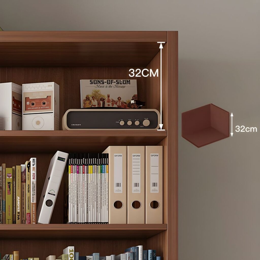 1200x12008 316 Minimalist Open Bookcase - Modern Wood Grain Shelving Unit for Quiet Luxury Decor Bookshelf
