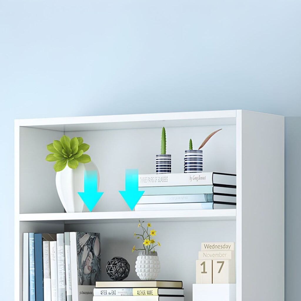 1200x12008 318 Minimalist Scandinavian Bookcase With 2/6 Doors - Sleek Semi-Open Storage Cabinet Bookshelf