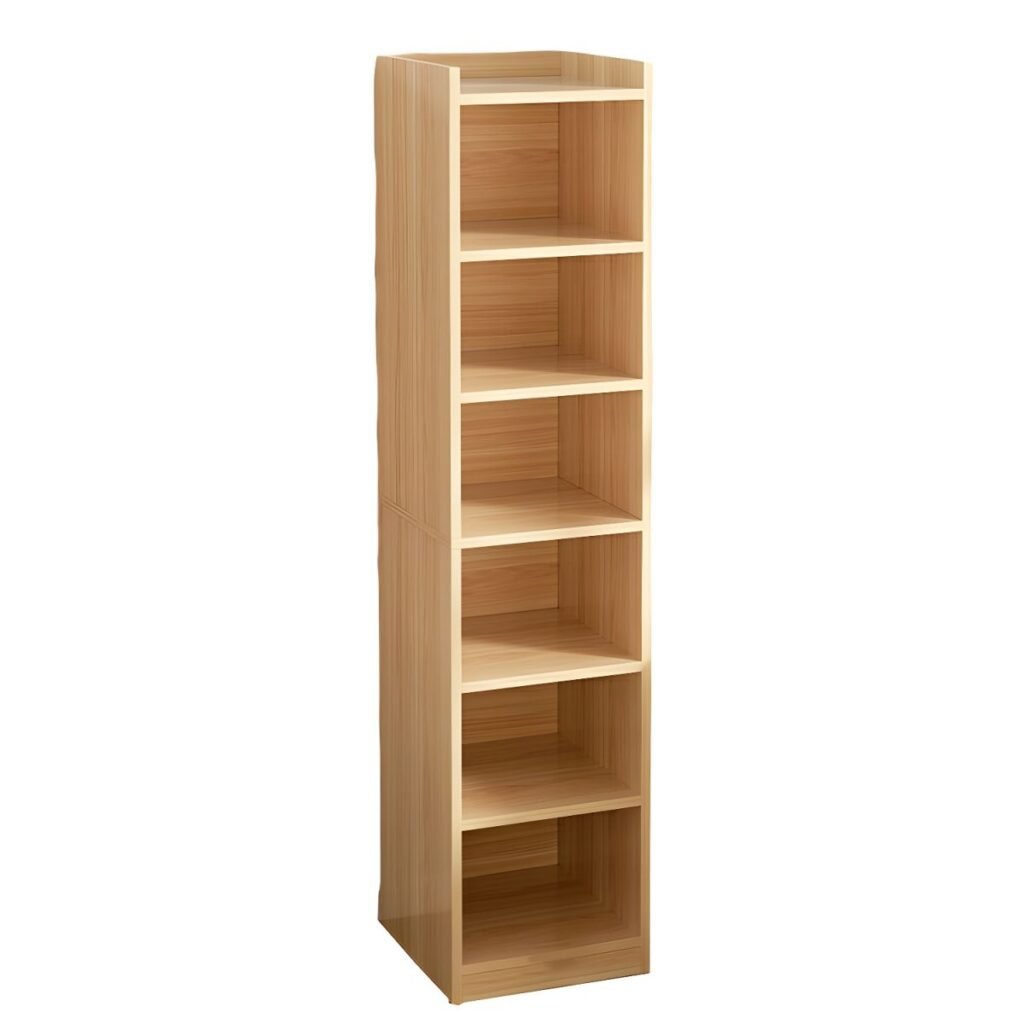 1200x12008 332 Skinny Walnut Bookshelf – Versatile 59.5-Inch Tall Open Shelving Unit, Warm Rustic Brown Finish for Professional Home Office