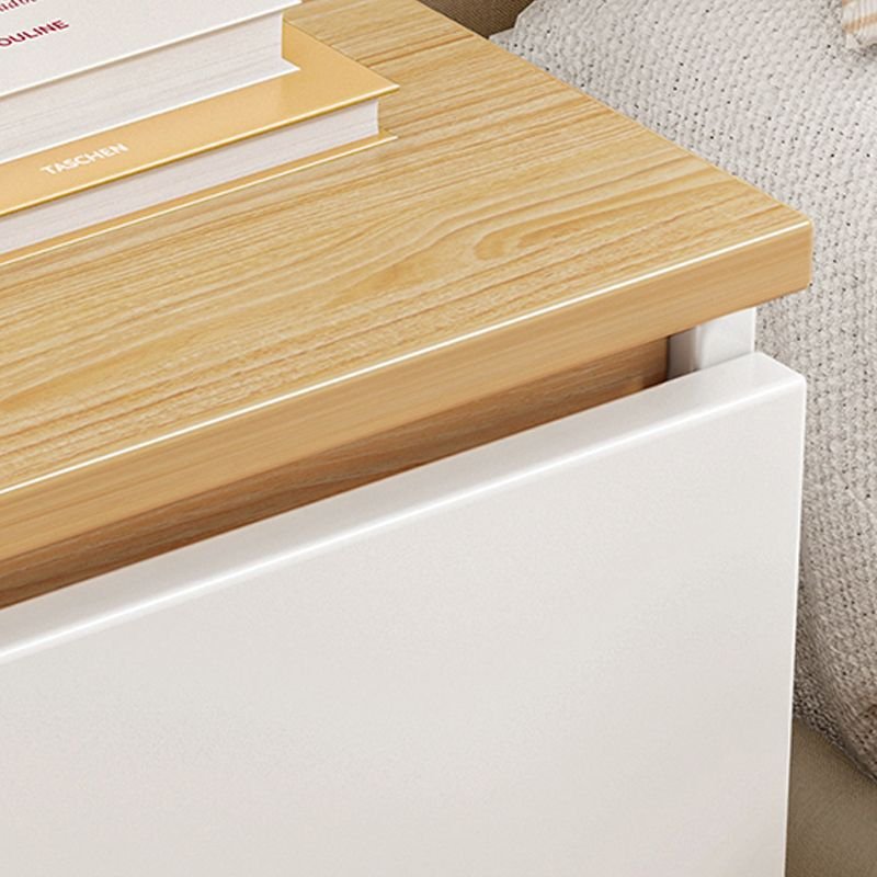 Nightstand Modern White Nightstand in Bedroom Wooden Sofa Side Storage with Sliding Drawers - Image 8
