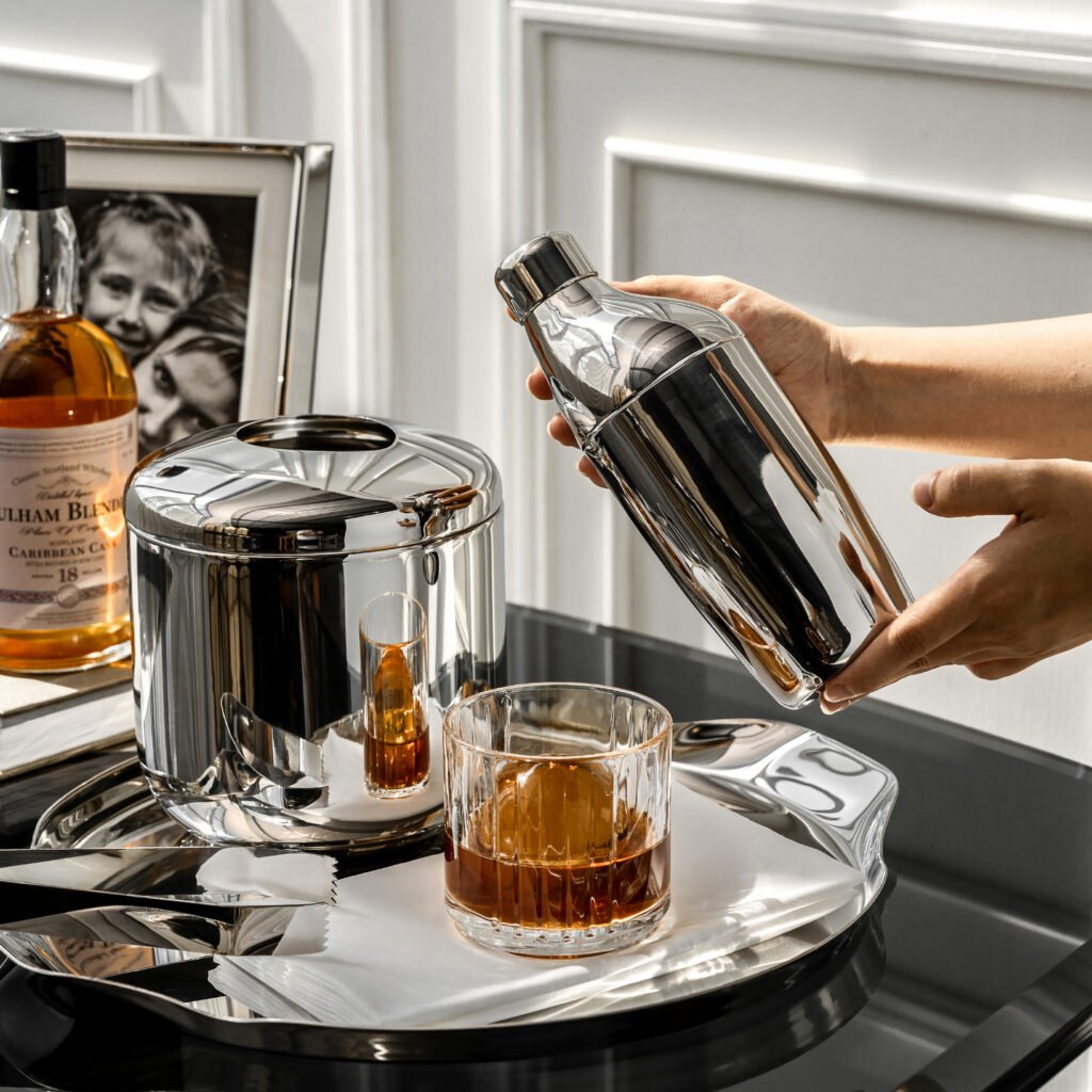 131 6 1 Steel Ice Bucket with Tongs - Luxury Mirror Polished Stainless Steel Wine Chiller by Apexerahomelife.