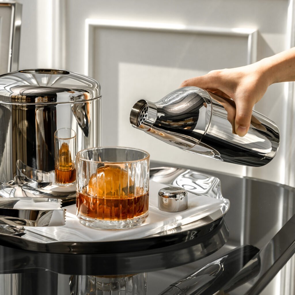 131 7 1 Steel Ice Bucket with Tongs - Luxury Mirror Polished Stainless Steel Wine Chiller by Apexerahomelife.
