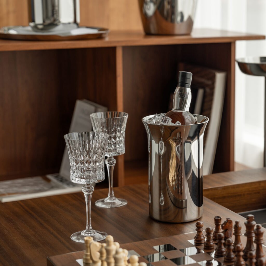 134 3 1 Steel Ice Bucket with Tongs - Luxury Mirror Polished Stainless Steel Wine Chiller by Apexerahomelife.