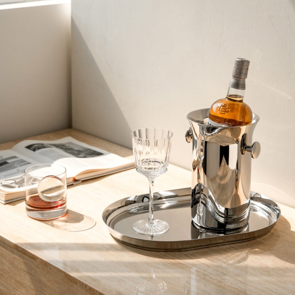 134 4 1 Steel Ice Bucket with Tongs - Luxury Mirror Polished Stainless Steel Wine Chiller by Apexerahomelife.