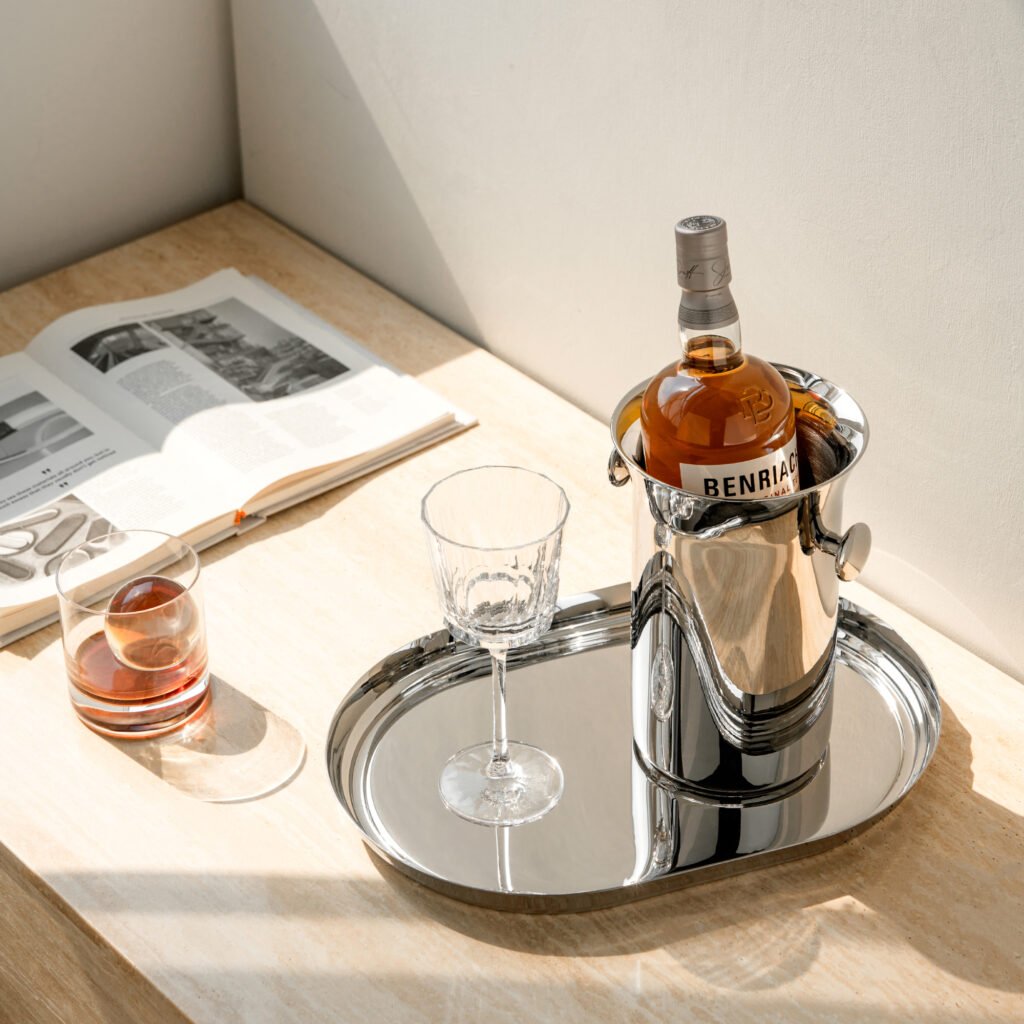 134 5 1 Steel Ice Bucket with Tongs - Luxury Mirror Polished Stainless Steel Wine Chiller by Apexerahomelife.