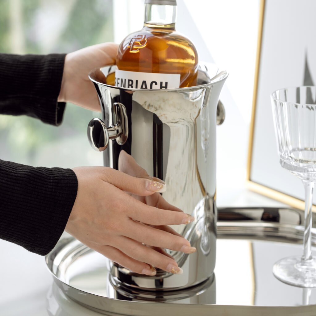 134 7 1 Steel Ice Bucket with Tongs - Luxury Mirror Polished Stainless Steel Wine Chiller by Apexerahomelife.
