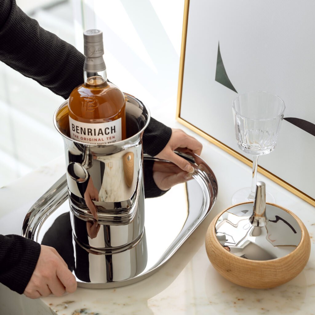 134 8 1 Steel Ice Bucket with Tongs - Luxury Mirror Polished Stainless Steel Wine Chiller by Apexerahomelife.