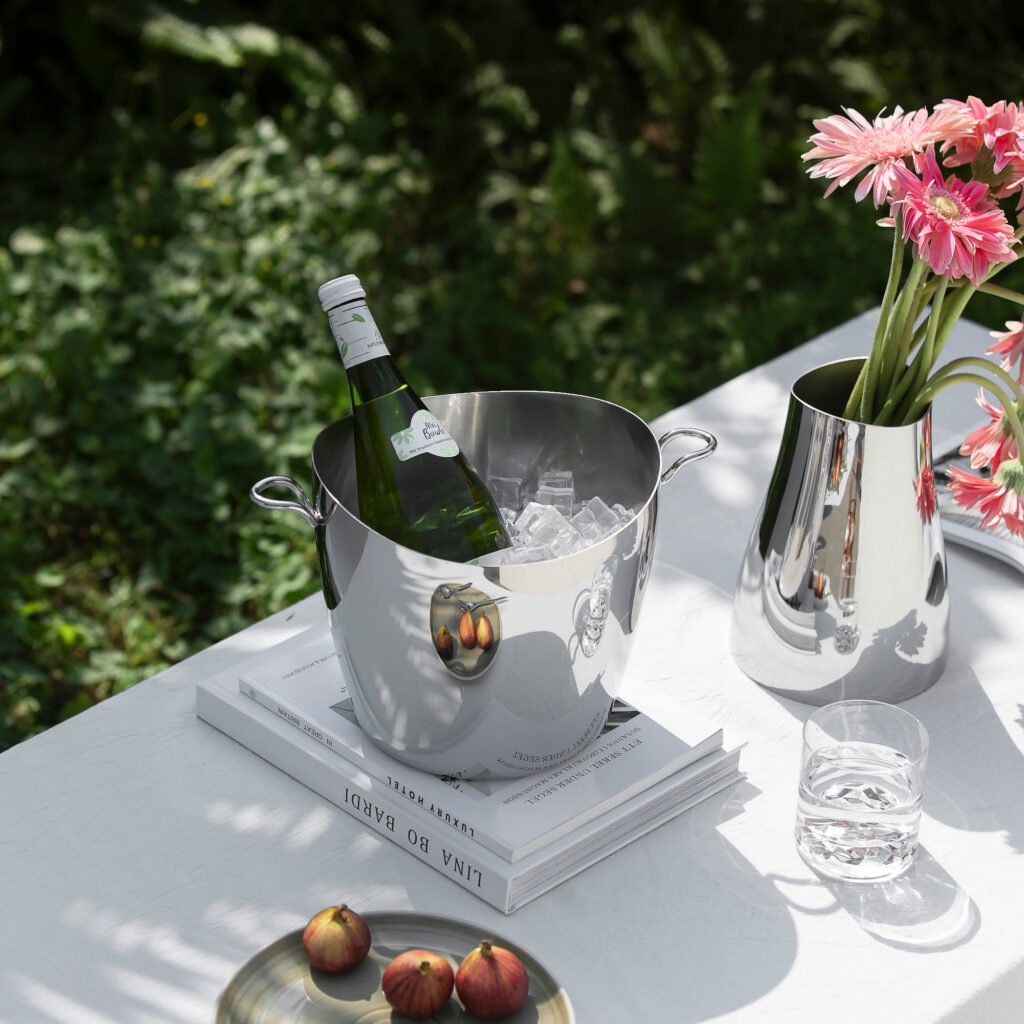 135 1 1 Steel Ice Bucket with Tongs - Luxury Mirror Polished Stainless Steel Wine Chiller by Apexerahomelife.