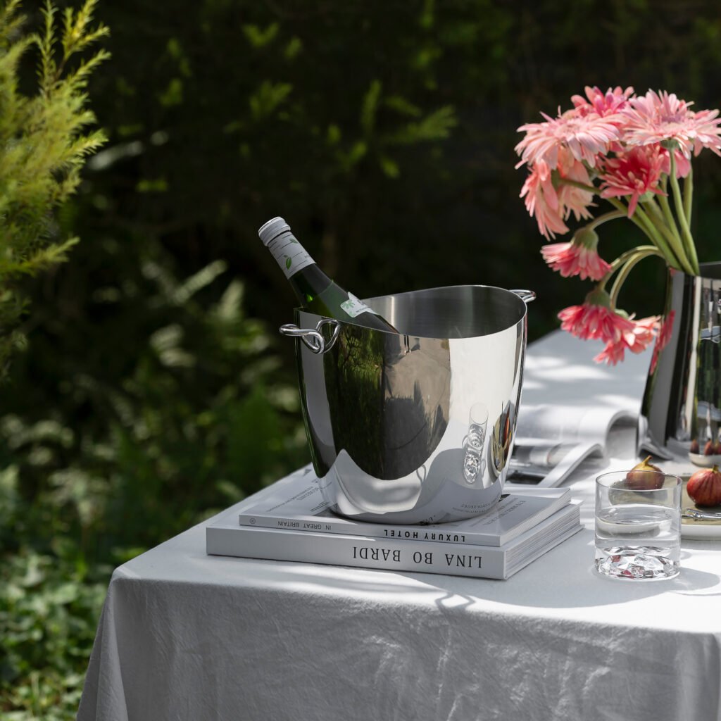 135 4 1 Steel Ice Bucket with Tongs - Luxury Mirror Polished Stainless Steel Wine Chiller by Apexerahomelife.