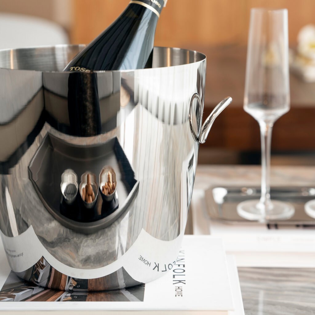 136 2 2 Steel Ice Bucket with Tongs - Luxury Mirror Polished Stainless Steel Wine Chiller by Apexerahomelife.