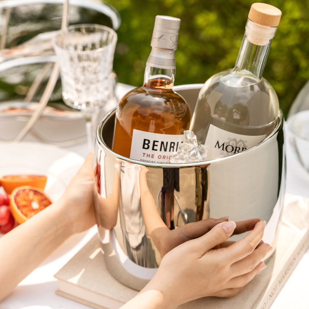 137 4 1 Steel Ice Bucket with Tongs - Luxury Mirror Polished Stainless Steel Wine Chiller by Apexerahomelife.