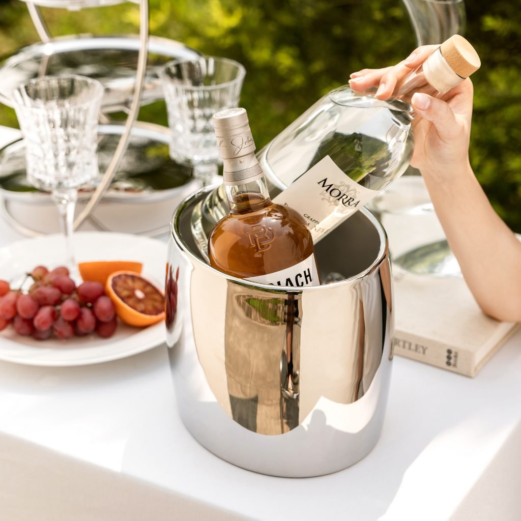137 5 Steel Ice Bucket with Tongs - Luxury Mirror Polished Stainless Steel Wine Chiller by Apexerahomelife.