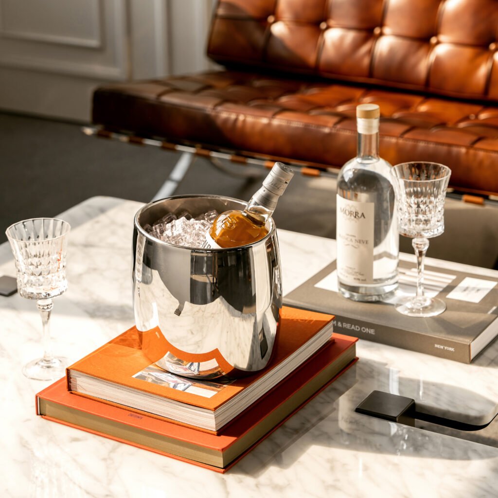 137 7 1 Steel Ice Bucket with Tongs - Luxury Mirror Polished Stainless Steel Wine Chiller by Apexerahomelife.
