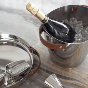 Creative ice bucket, leather handle, stainless steel ice storage bucket, champagne bucket, whisky, creative light luxury ice bucket, restaurant tableware, outdoor household, commercial, home decoration, decorative items, gifts