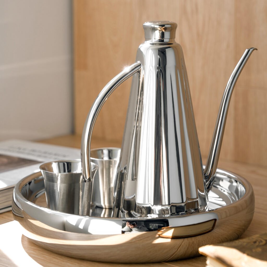 139 6 1 Steel Coffee Set for Modern Office - Luxury Mirror Polished Stainless Steel Coffee Pot and Server Collection by Apexerahomelife.