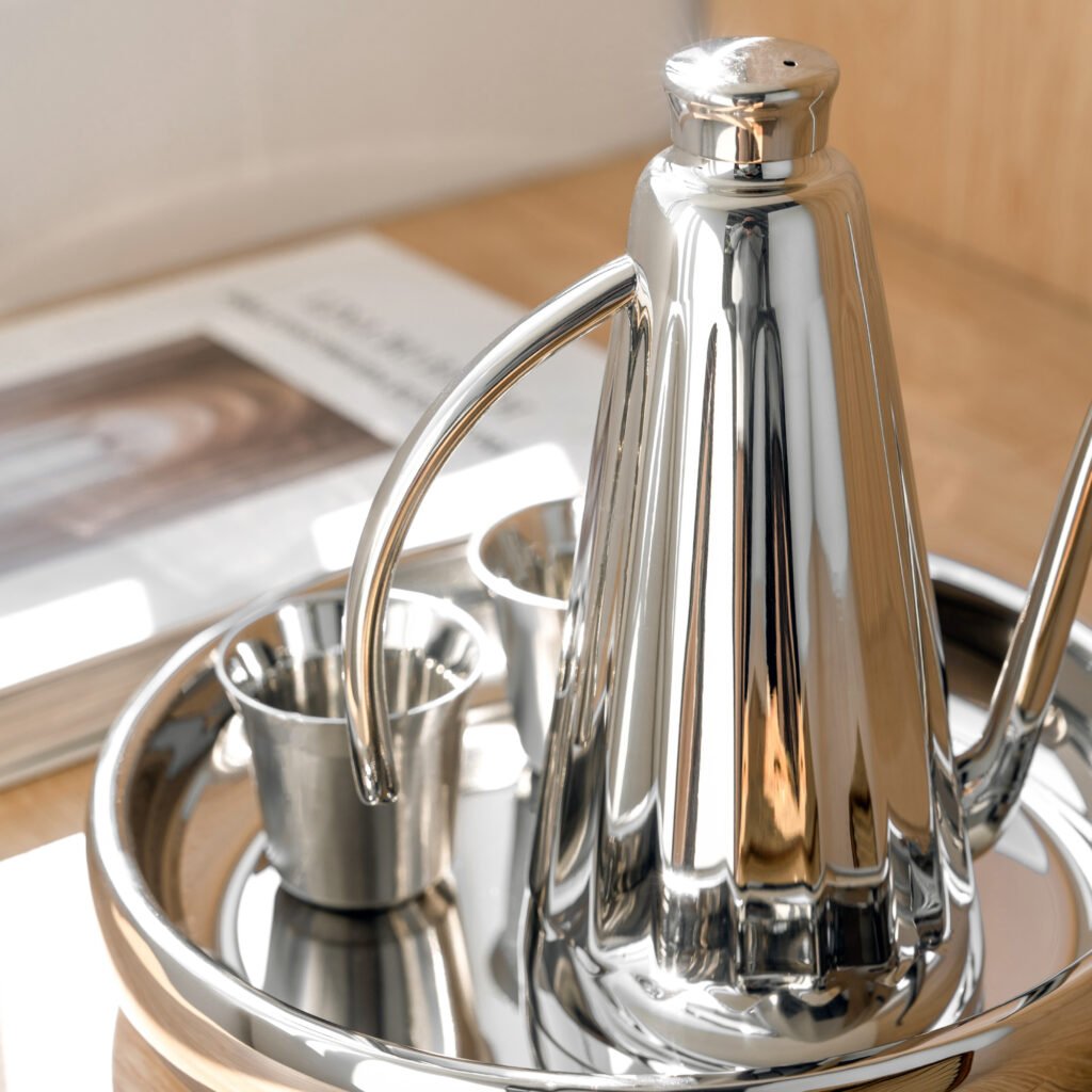 139 7 1 Steel Coffee Set for Modern Office - Luxury Mirror Polished Stainless Steel Coffee Pot and Server Collection by Apexerahomelife.