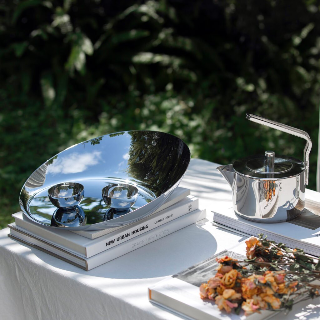 140 4 1 Modern Teapot for Minimalist Hosting - Luxury Mirror Polished Stainless Steel Individual Tea Server by Apexerahomelife.