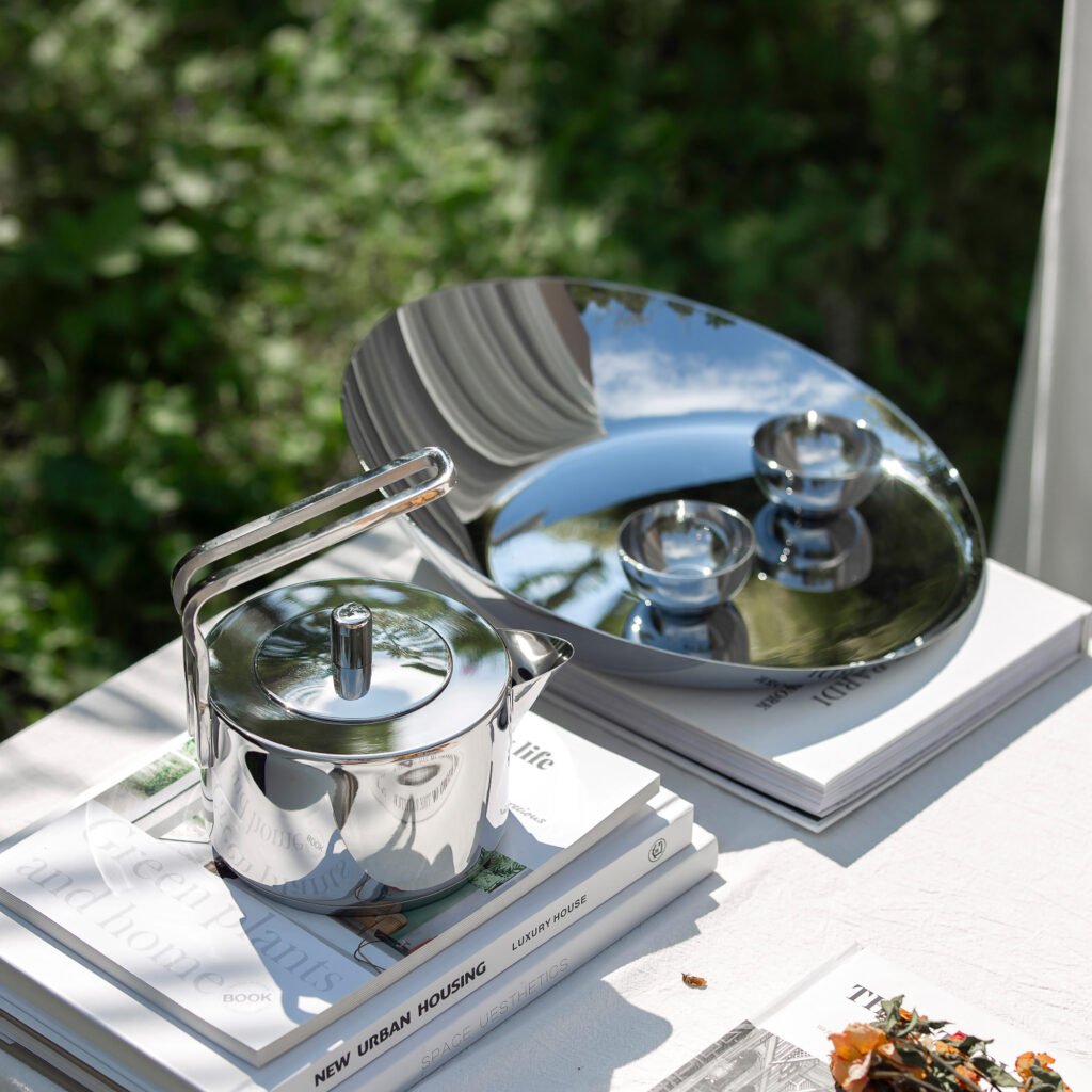 140 5 1 Modern Teapot for Minimalist Hosting - Luxury Mirror Polished Stainless Steel Individual Tea Server by Apexerahomelife.