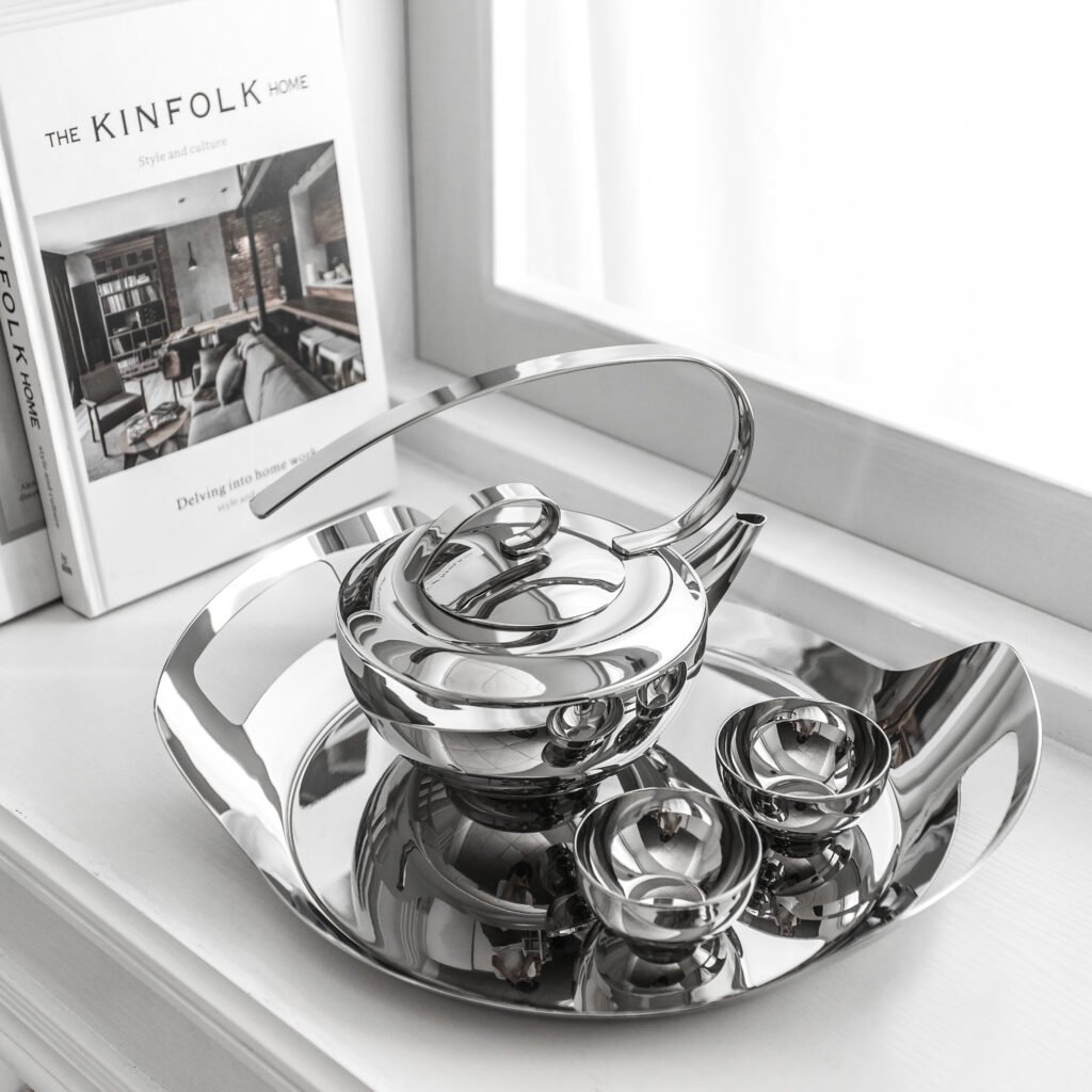 141 1 1 Steel Teapot Set for Modern Tea Service - Luxury Mirror Polished Stainless Steel Tea Pot and Cup Collection by Apexerahomelife.