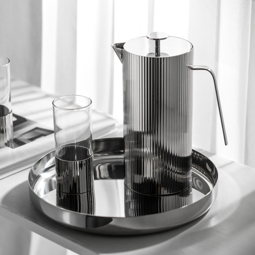142 1 1 Steel Water Set for Modern Living - Luxury Mirror Polished Stainless Steel Water Pitcher and Tumbler Collection by Apexerahomelife.