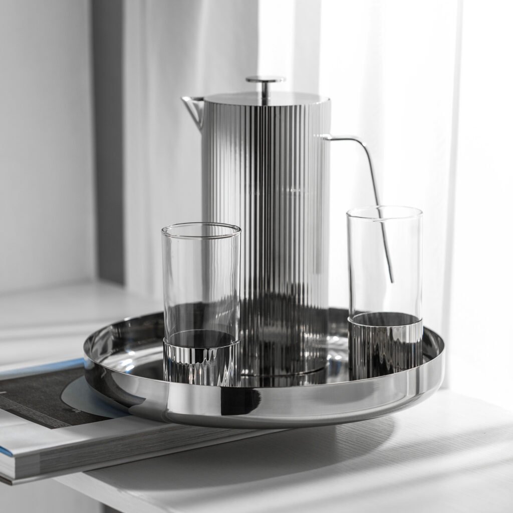 142 3 1 Steel Water Set for Modern Living - Luxury Mirror Polished Stainless Steel Water Pitcher and Tumbler Collection by Apexerahomelife.