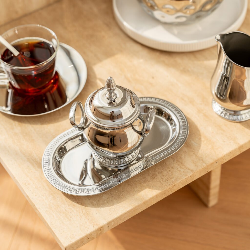 188 1 1 Steel Tea Set for Elegant Hosting, Luxury Mirror Polished Teapot and Creamer Collection.