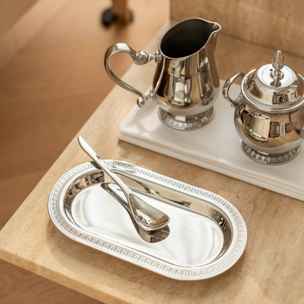 188 4 1 Steel Tea Set for Elegant Hosting, Luxury Mirror Polished Teapot and Creamer Collection.