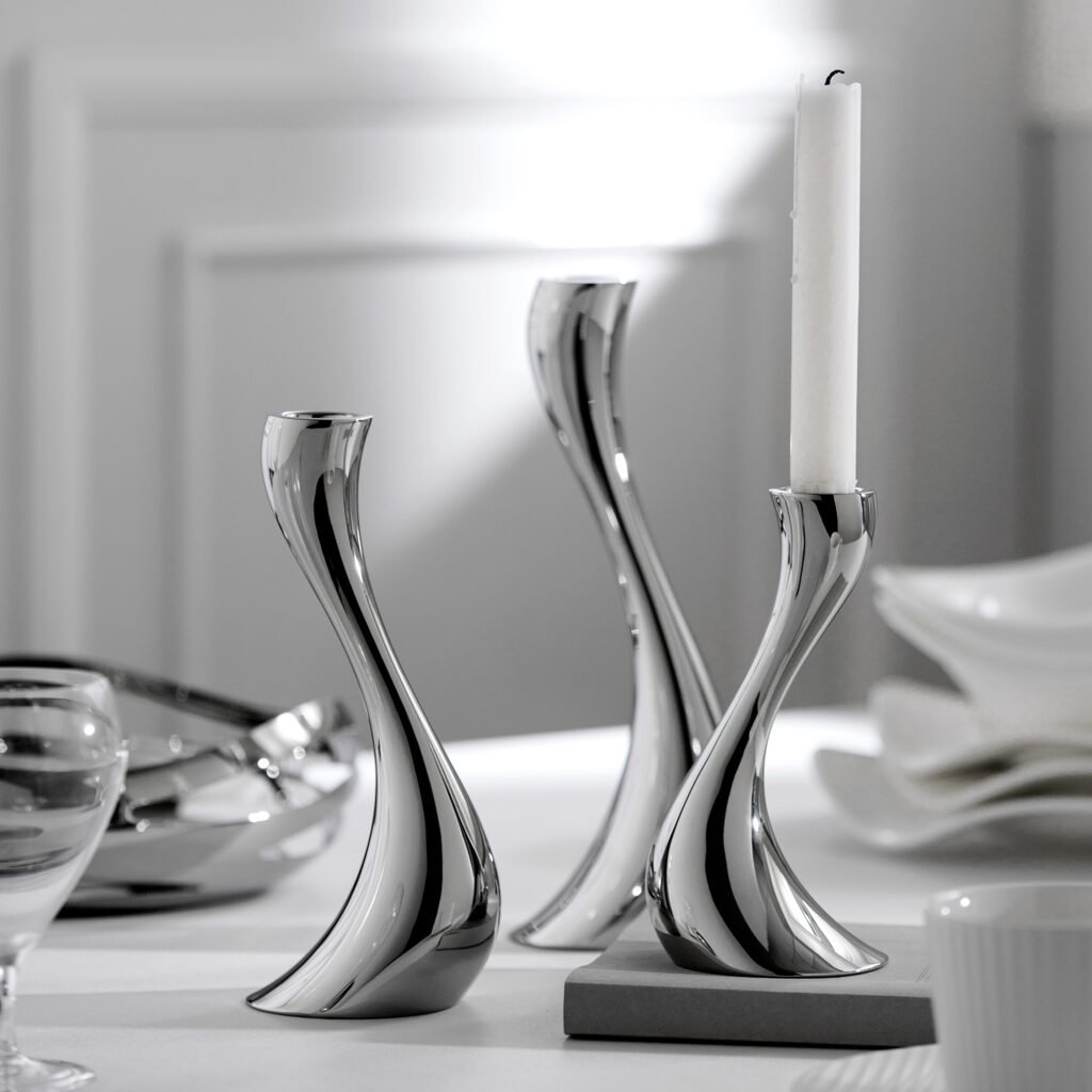 238 9 1 Apexerahomelife Revolutionary S-Curve Stainless Steel Candle Holder Mirror Polished Candelabra