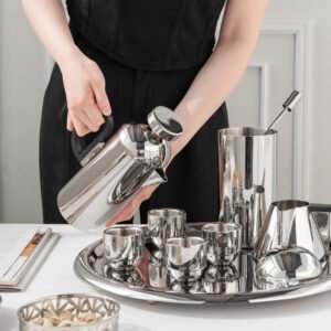 Creative stainless steel hand-brewed and hand-ground coffee set, French press, milk pot, coffee can, tray, household and commercial kitchenware and tableware, home decoration and display items