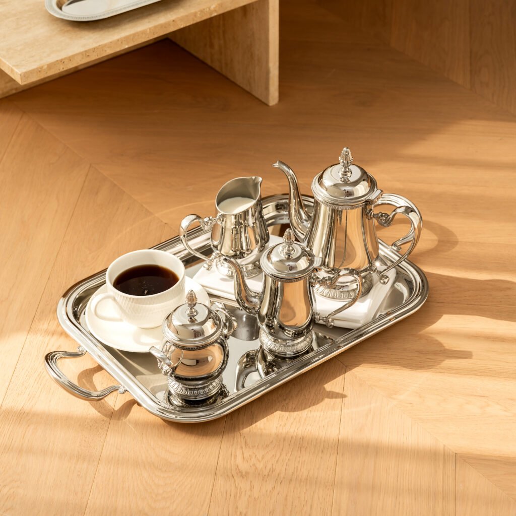 37 1 1 Steel Tea Set for Elegant Hosting, Luxury Mirror Polished Teapot and Creamer Collection.