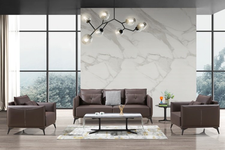 Modern 3-Seater Office Sofa Set Soft Black Genuine Leather for Workshop & Living Room for Meetings & Waiting