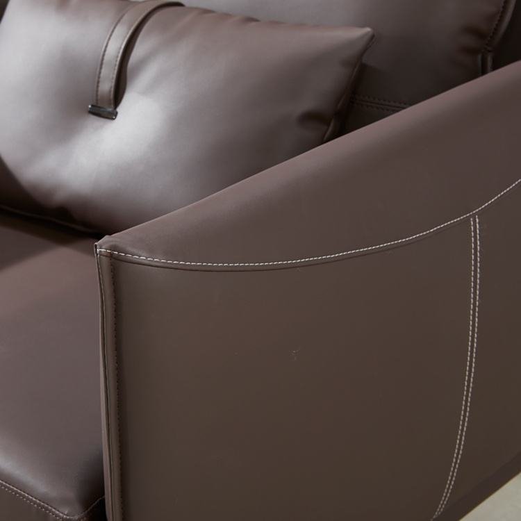 Modern 3-Seater Office Sofa Set Soft Black Genuine Leather for Workshop & Living Room for Meetings & Waiting - Image 2