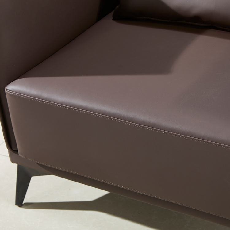 Modern 3-Seater Office Sofa Set Soft Black Genuine Leather for Workshop & Living Room for Meetings & Waiting - Image 3