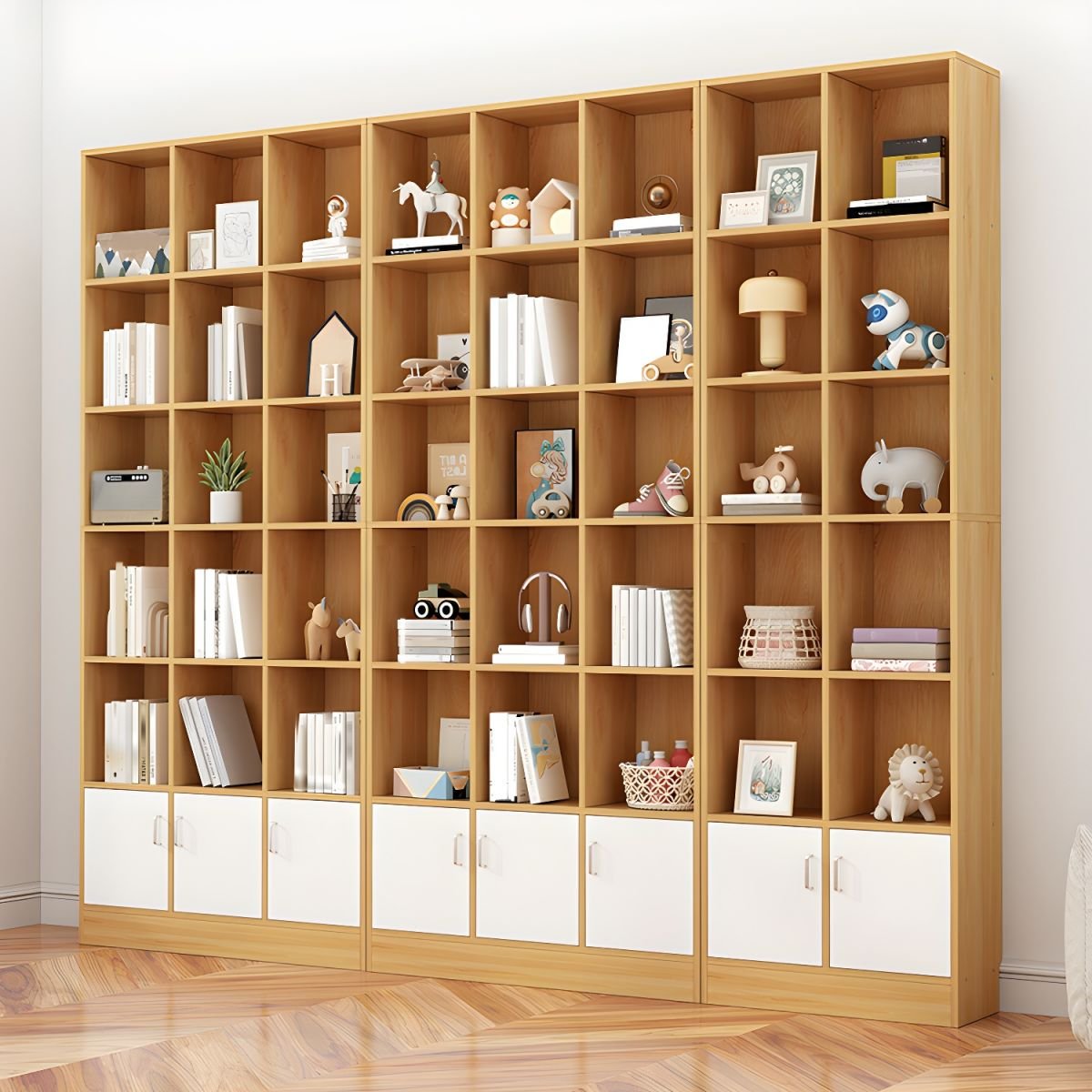 Wooden Morden Design Living Room Bookcase Library With 2/6/8 Doors Storage Cabinet Book Shelvese Bookshelf - Image 9