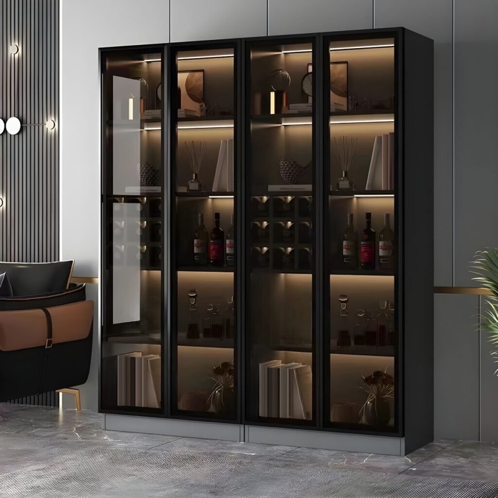 1200x1200 63 Elegant Full-Height Wine Display Cabinet with Floor-to-Ceiling Glass Doors and 4 Professional Modular Layouts for Luxury Homes