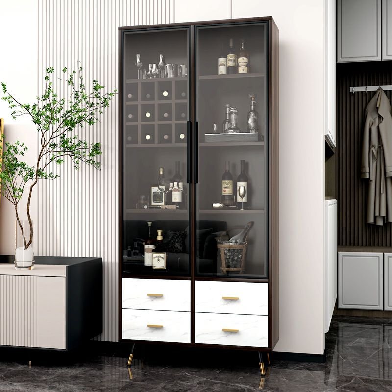 Modern Wood Display Stand Multi-shelf Buffet Cabinet with 2 Doors for Dining Room - Image 2