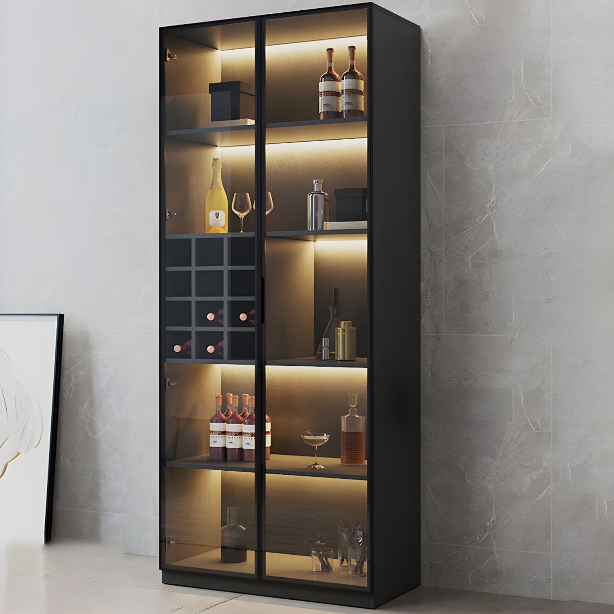 Modern Home Bar Sideboard Wine Cabinet Living Room Furniture Wine Cabinet with Wine Racks for Dining Room - Image 2