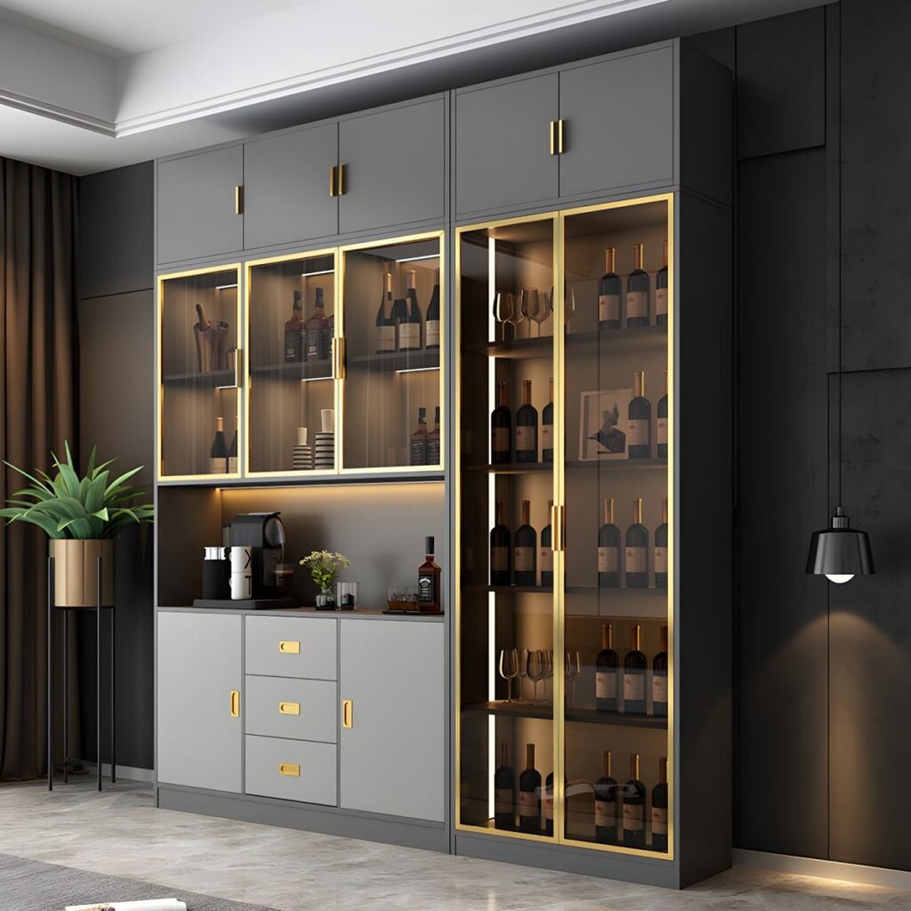 1200x1200 72 Manufactured Wood Display Stand with Repository and Illuminating, 1 Cabinet/2 Cabinets& 5 Shelves/6 Shelves, Glazed Door