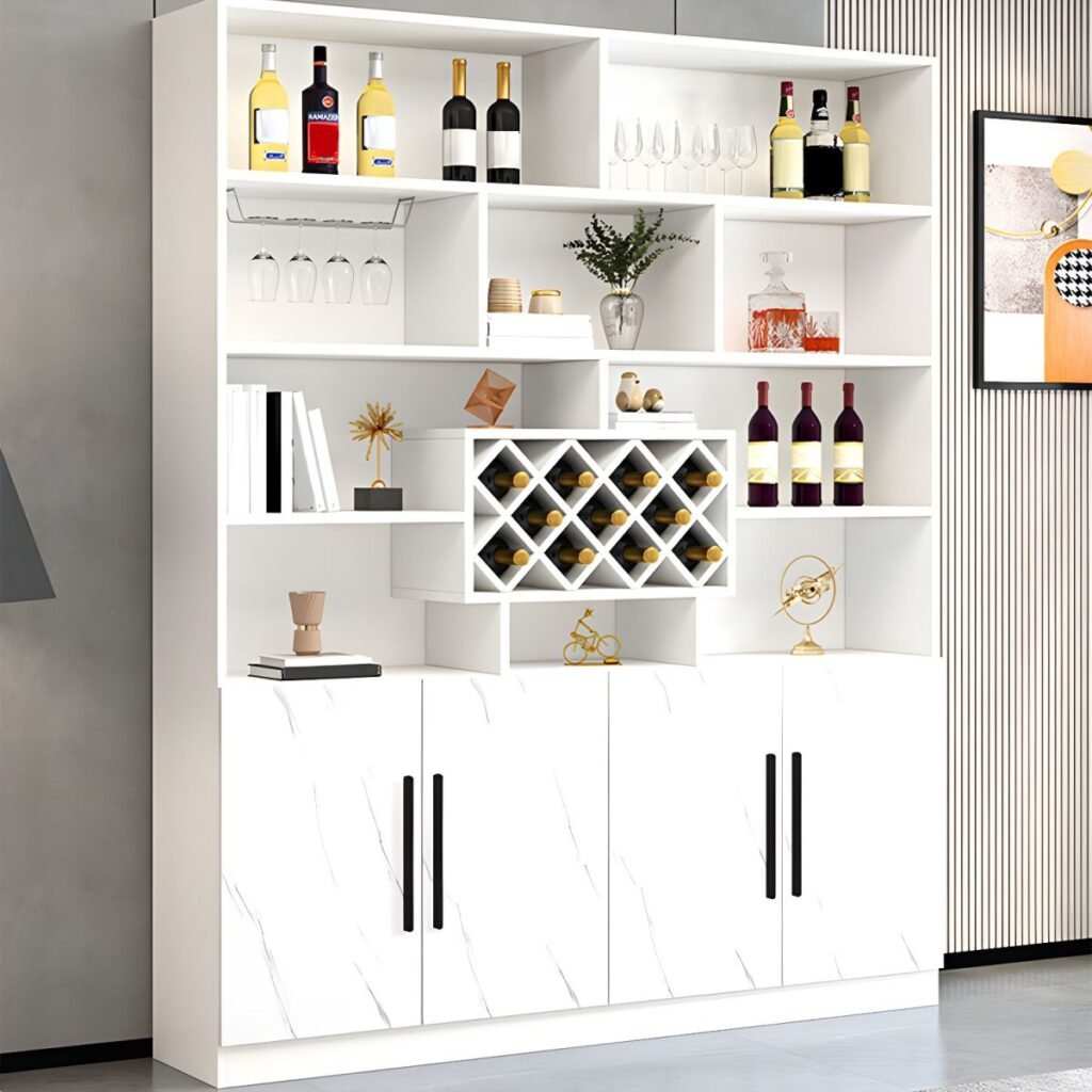 1200x1200 78 Exquisite Two-Tone Open-Shelf Sommelier Cellar with 79" High Modular Grids and Sustainable E0 Boarding for Grand Home Bars