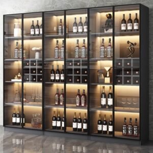 Modern Home Bar Sideboard Wine Cabinet Living Room Furniture Wine Cabinet with Wine Racks for Dining Room