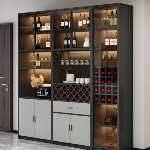 Modern Home Bar Sideboard Wine Cabinet Living Room Furniture Wine Cabinet with Wine Racks for Dining Room