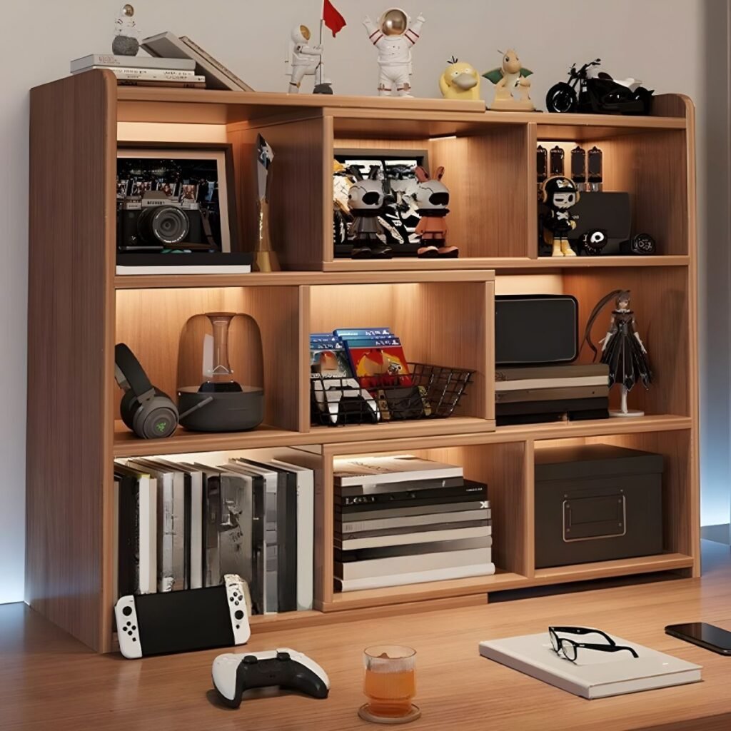 1200x12001 56 Apexerahomelife Plywood Bookcase JX-BC-080 Modern Minimalist Multi-functional Storage