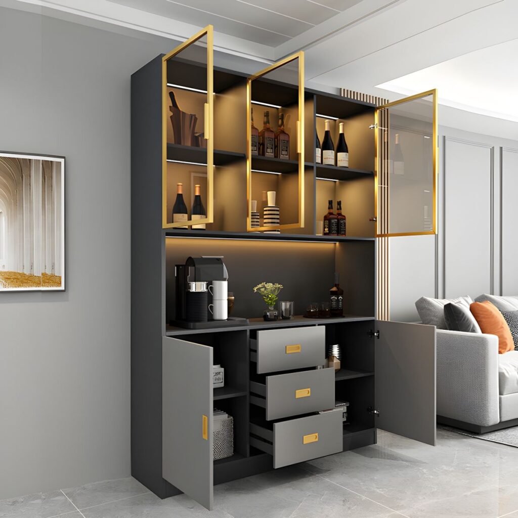 1200x12001 71 Manufactured Wood Display Stand with Repository and Illuminating, 1 Cabinet/2 Cabinets& 5 Shelves/6 Shelves, Glazed Door
