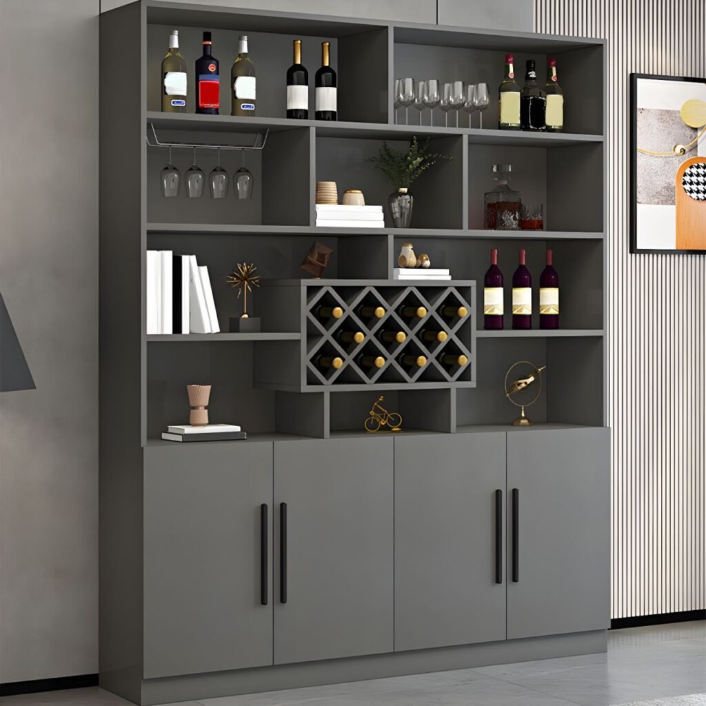 1200x12001 77 Exquisite Two-Tone Open-Shelf Sommelier Cellar with 79" High Modular Grids and Sustainable E0 Boarding for Grand Home Bars