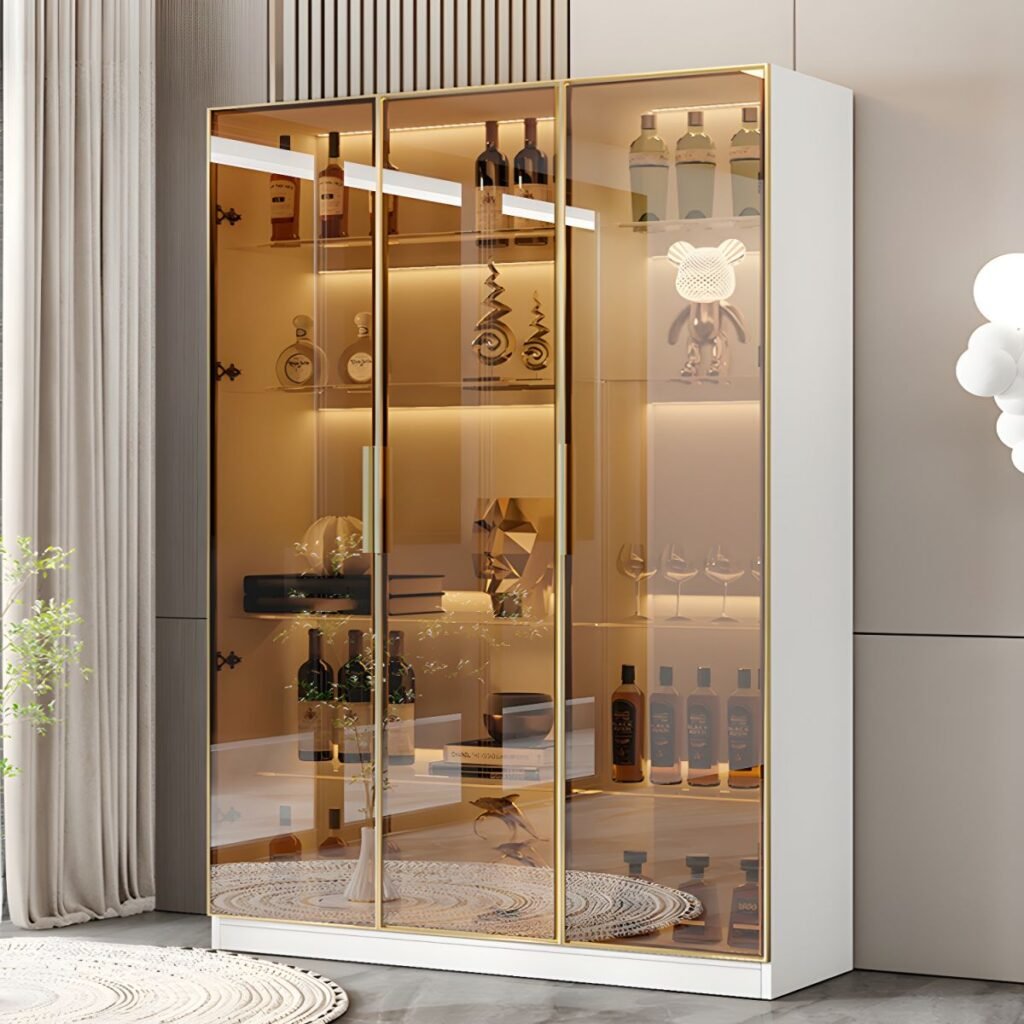 1200x12001 81 Full-Height Glass Showcase with Integrated LED Lighting and Sophisticated 79-Inch Minimalist Frame for Elite Home Galleries