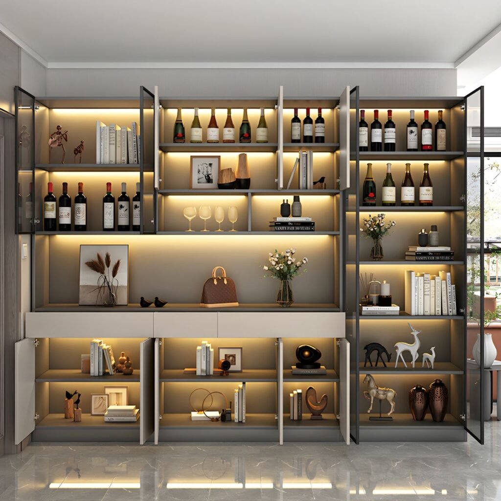 1200x12001 89 Handleless Glass Display Showcase with Seamless Rebound Doors and 79" Elegant Minimalist 7-Style Customization