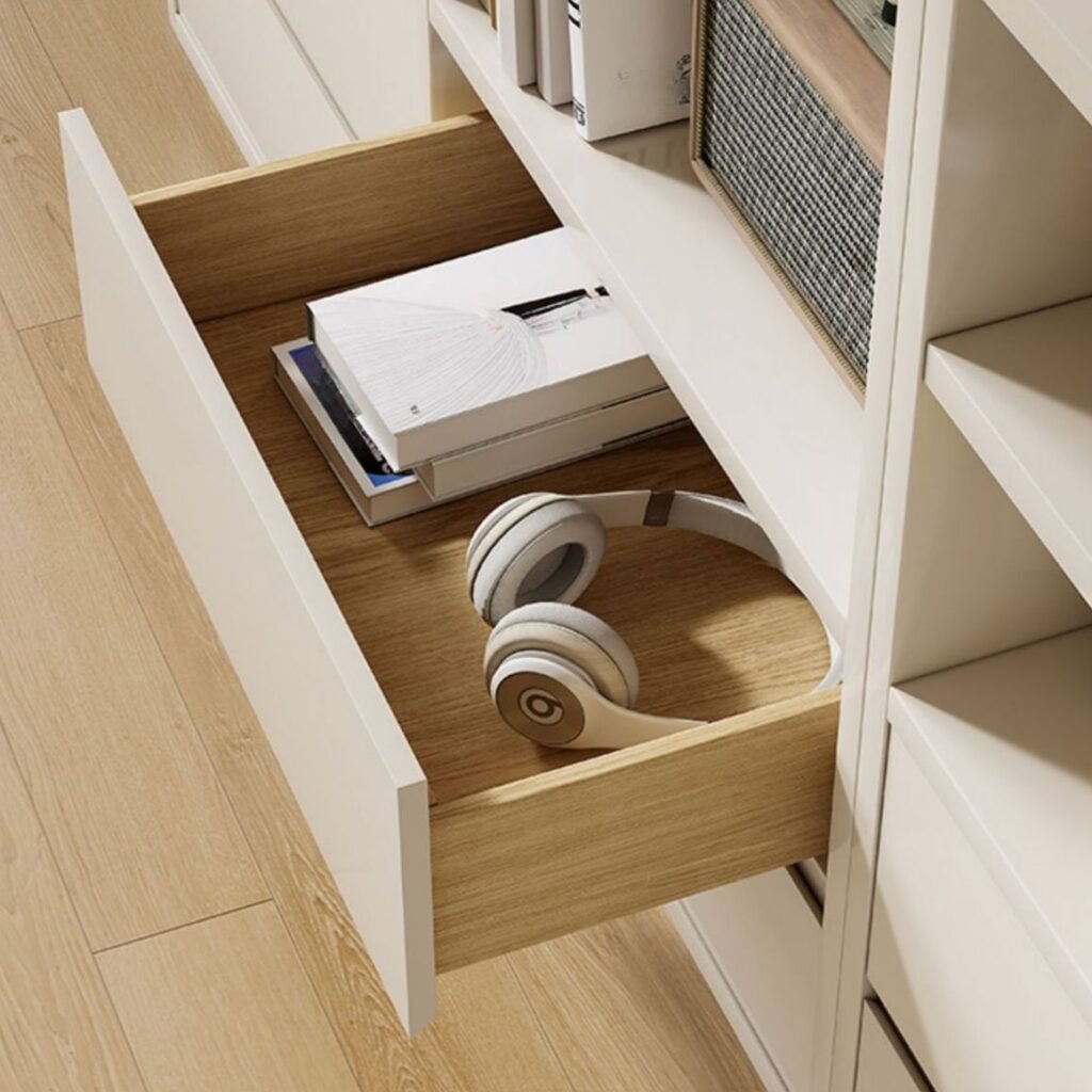 1200x120011 79 Modern White Buffet Sideboard with Drawers & Open Cubbies