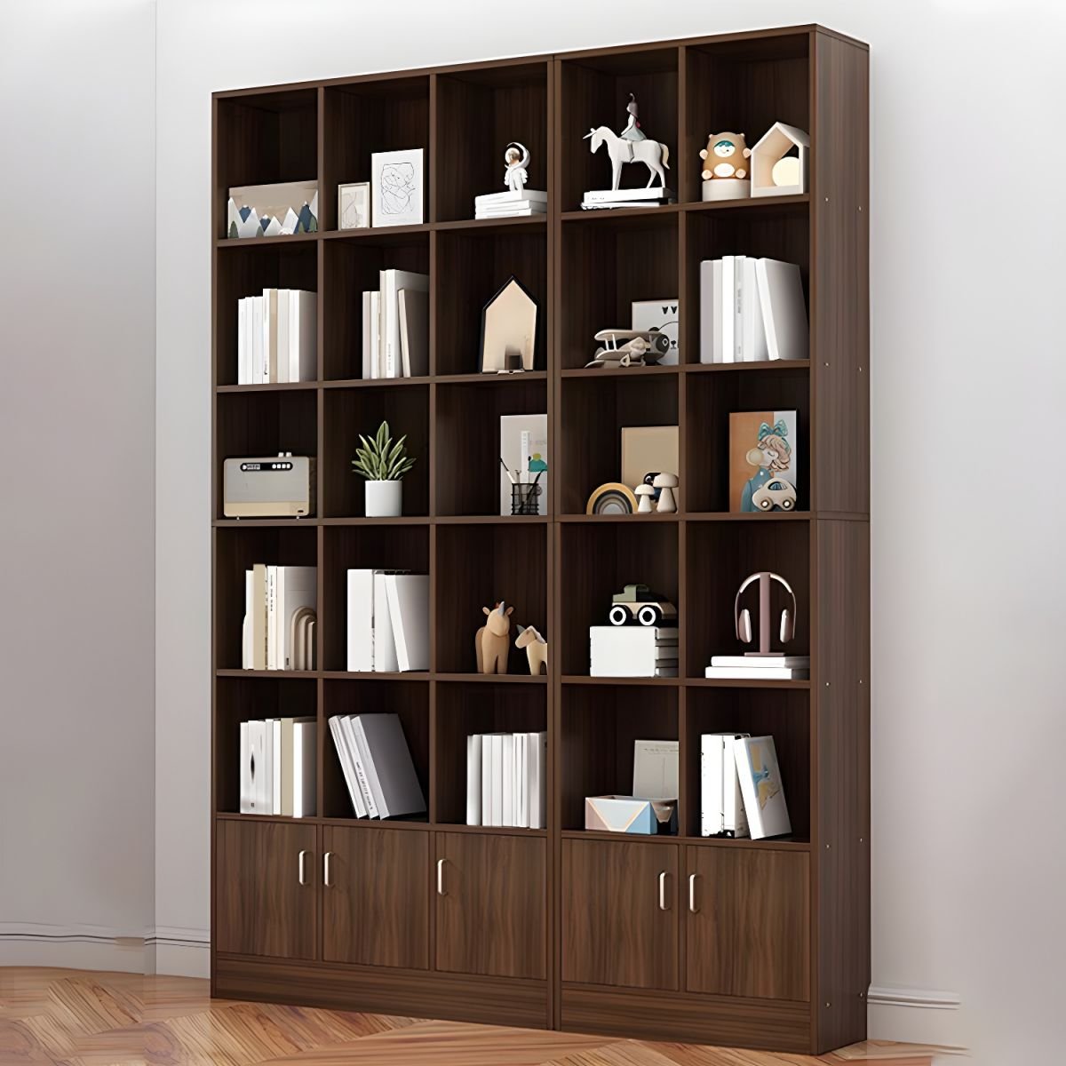 Wooden Morden Design Living Room Bookcase Library With 2/6/8 Doors Storage Cabinet Book Shelvese Bookshelf - Image 3