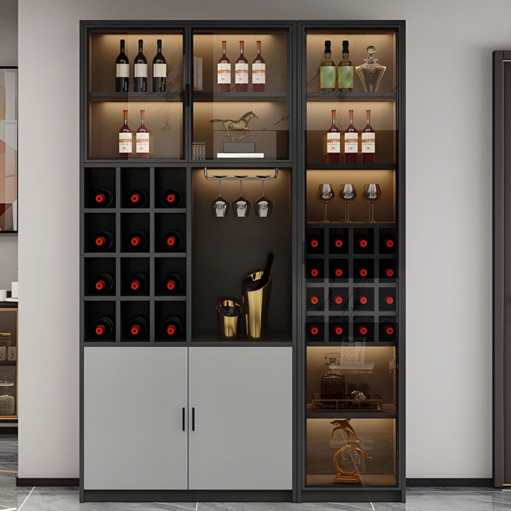 1200x12002 72 Sophisticated Mixed-Media Wine Cabinet with Professional Glass Display and 4 Versatile Modular Configurations for Grand Estates